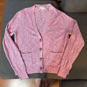 J. Crew Heathered Pink Cardigan Sweater